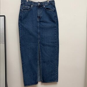 H&M Denim Maxi Skirt with Front Slit